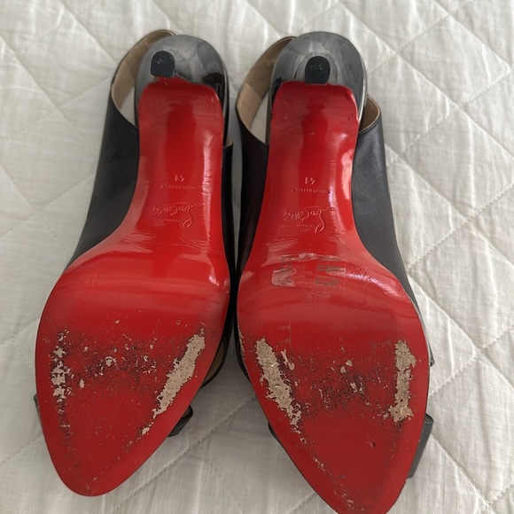 Christian Louboutin Black Leather Very Croise Slingback Platform Sandals - Picture 4 of 9